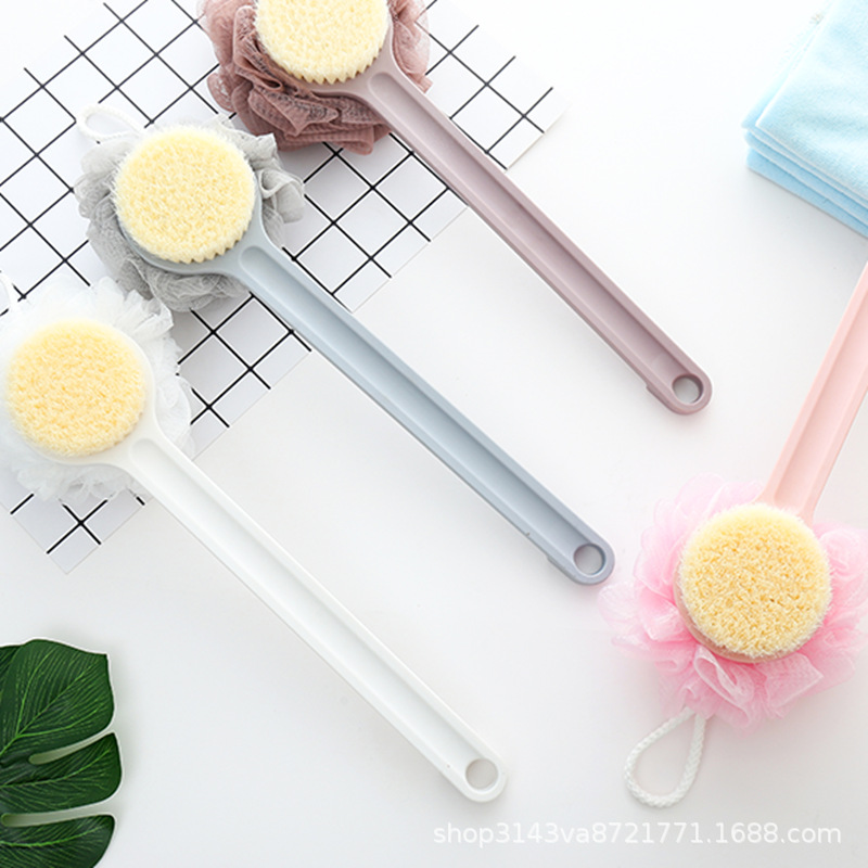 Clean Europe and Asia Summer New Bath No Need for People Artifact Bath Long Handle Mesh Sponge Brush Soft Fur Simple Wash Bath Gadget