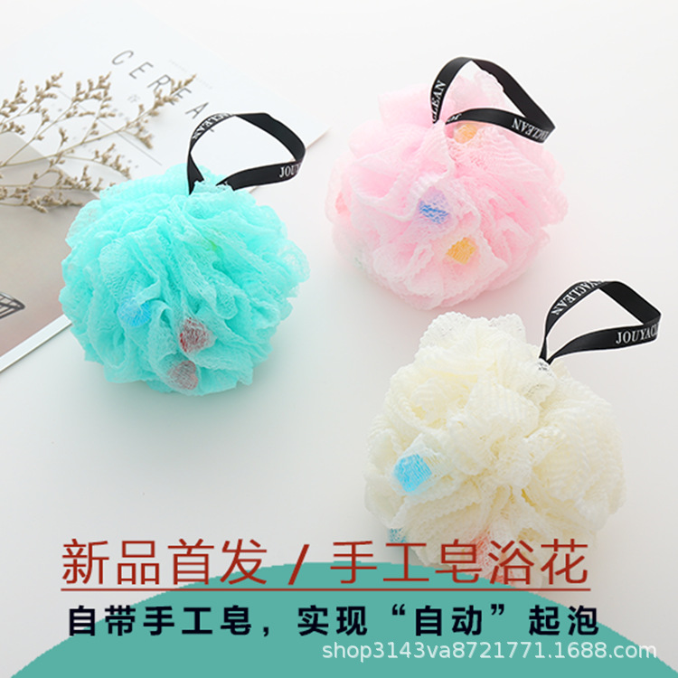 Clean Europe and Asia Summer New Handmade Soap Mesh Sponge Large Foam Wrinkle Design Strong Decontamination Bath Bath Bath Mesh Sponge Ball