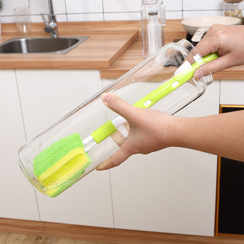 1314 KM telescopic sponge baijiecloth brush long handle cleaning cup brush glass thermos GMBH cup cleaning brush clean cup