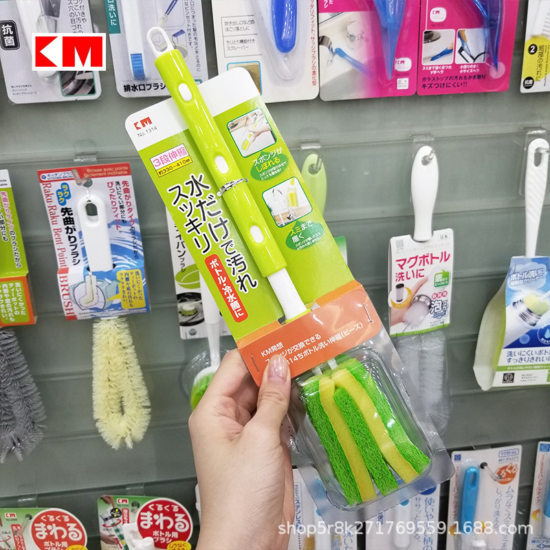 1314 KM telescopic sponge baijiecloth brush long handle cleaning cup brush glass thermos GMBH cup cleaning brush clean cup