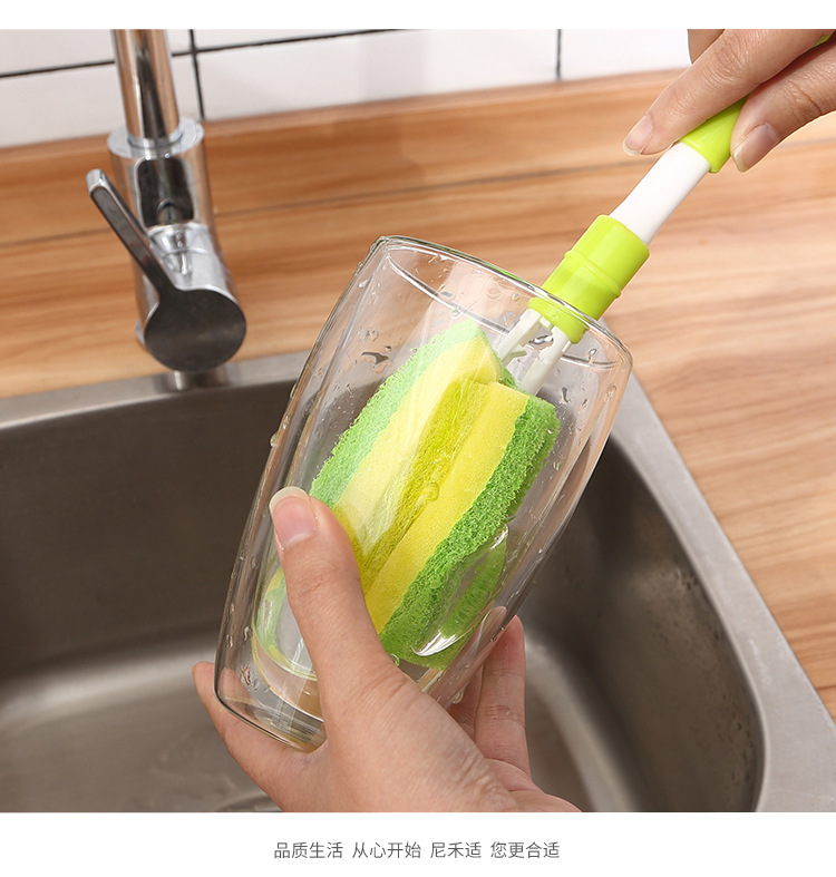 1314 KM telescopic sponge baijiecloth brush long handle cleaning cup brush glass thermos GMBH cup cleaning brush clean cup 1314 KM telescopic sponge baijiecloth brush long handle cleaning cup brush glass thermos GMBH cup cleaning brush clean cup
