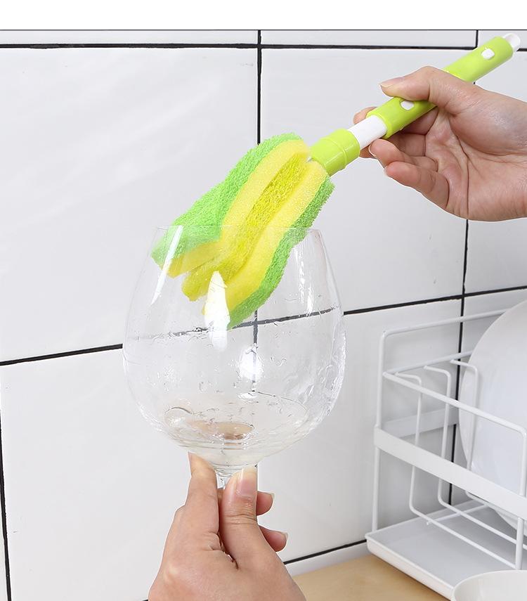 1314 KM telescopic sponge baijiecloth brush long handle cleaning cup brush glass thermos GMBH cup cleaning brush clean cup 1314 KM telescopic sponge baijiecloth brush long handle cleaning cup brush glass thermos GMBH cup cleaning brush clean cup
