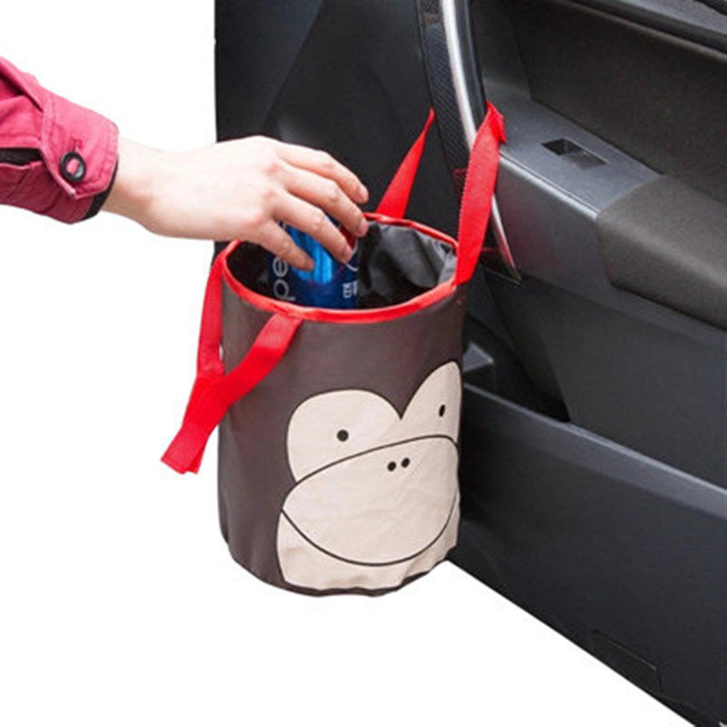 Car Trash Can Cartoon Folding Organizer Storage Box Desktop Storage Box Hanging Car Dustbin