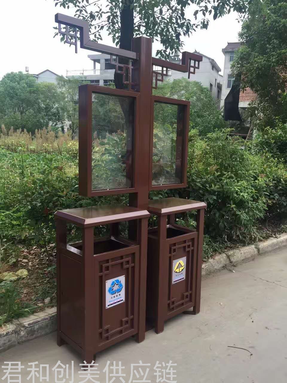 Garbage Bin Galvanized Steel Trash Can Park Classification Dustbin Scenic Spot Trash Bin Outdoor Recycle Bin