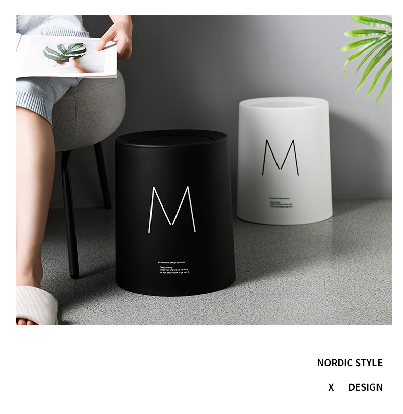 Nordic Wind shake lid Circular Dustbin Household Living Room Kitchen Simple creative Bathroom Office Nordic Wind shake lid Circular Dustbin Household Living Room Kitchen Simple creative Bathroom Office