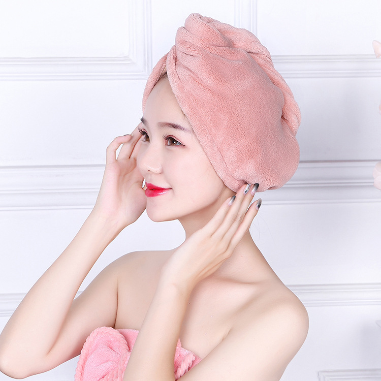 Warp knitted coral from running dry hair hat for adult female triangle towel bath hat with extra thickness, water absorption and softness, quick drying and no fading dry hair hat