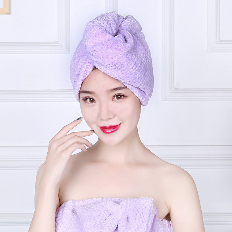 Warp knitted coral from running dry hair hat for adult female triangle towel bath hat with extra thickness, water absorption and softness, quick drying and no fading dry hair hat