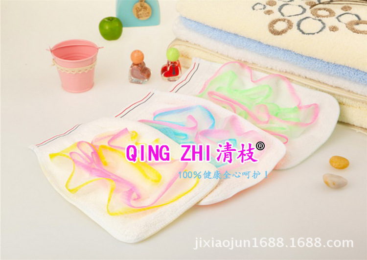 Qing Branch brand selling double flower bath towel, not to hurt the skin with flower bath Scrub