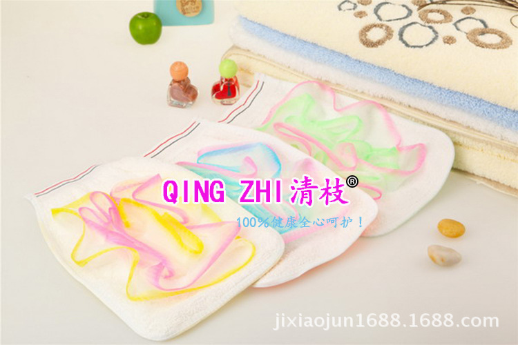 Qing Branch brand selling double flower bath towel, not to hurt the skin with flower bath Scrub