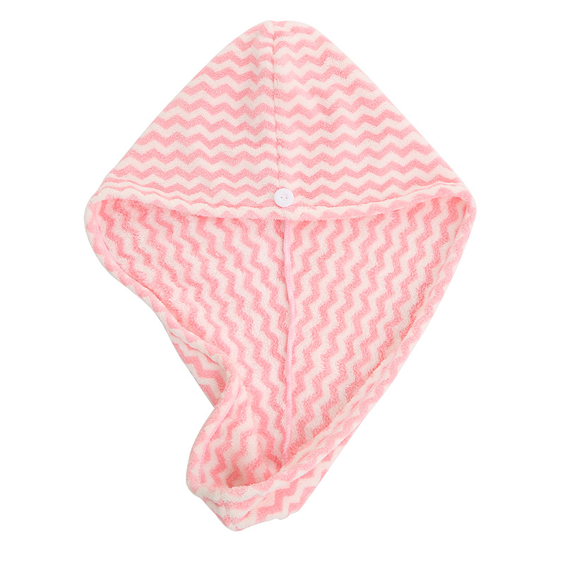 Warp Knitted Water Pattern Coral Velvet Hair-Drying Cap Adult Triangular Binder Bath Shower Cap Extra Thick No Hair Shedding Non-Fading Hair Drying Cap