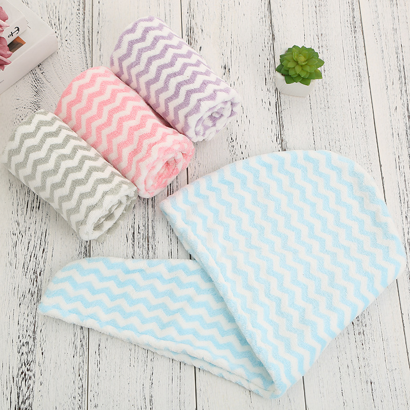 Warp knitted water grain coral fleece dry hair cap adult towel bath small cap thickening not shedding hair color dry hair cap