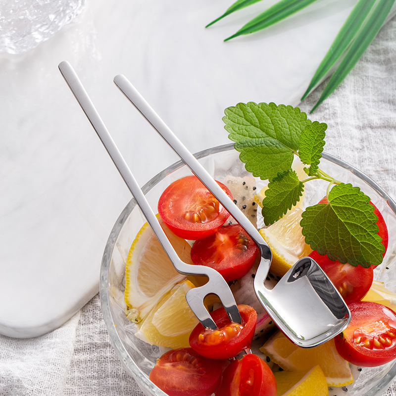 Stainless Steel Fruit Fork 304 Coffee Spoon Japanese Ice Spoon Ice Cream Ice-Cream Spoon Hanging Mug Spoon