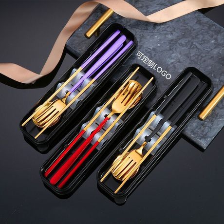 304 stainless steel tableware chopsticks spoon, fork creative is suing travel portable activity promotion gift custom log set