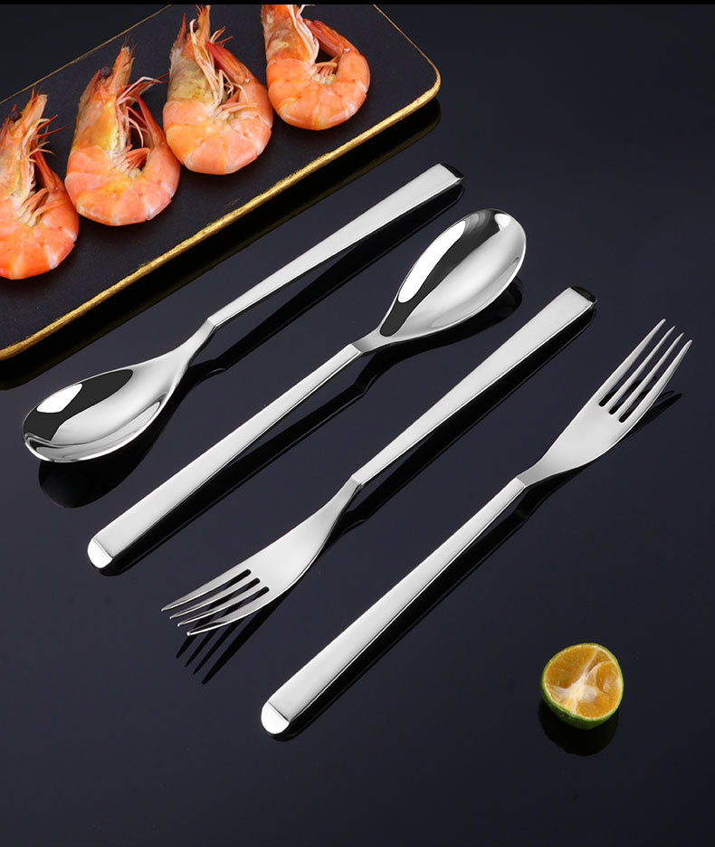 Antibacterial Household 316 Stainless Steel Spoon Fork Korean Spoon Household Tableware Small Long Spoon Hotel Amazon