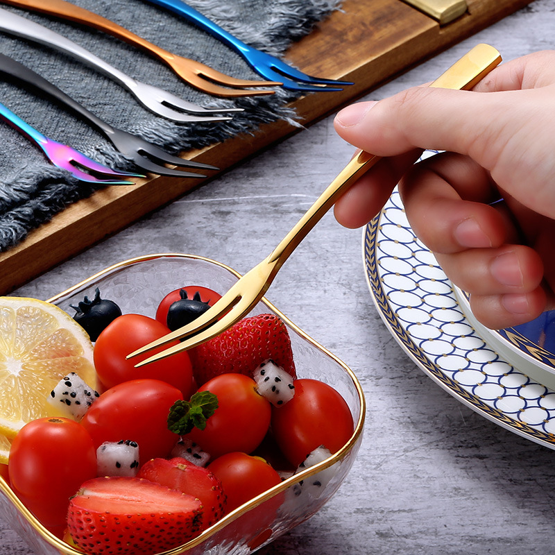 European Fruit Fork Fashion Creative Fruit Toothpick Meat Fork Pastry Fork 304 Stainless Steel Thickened Dessert Fork