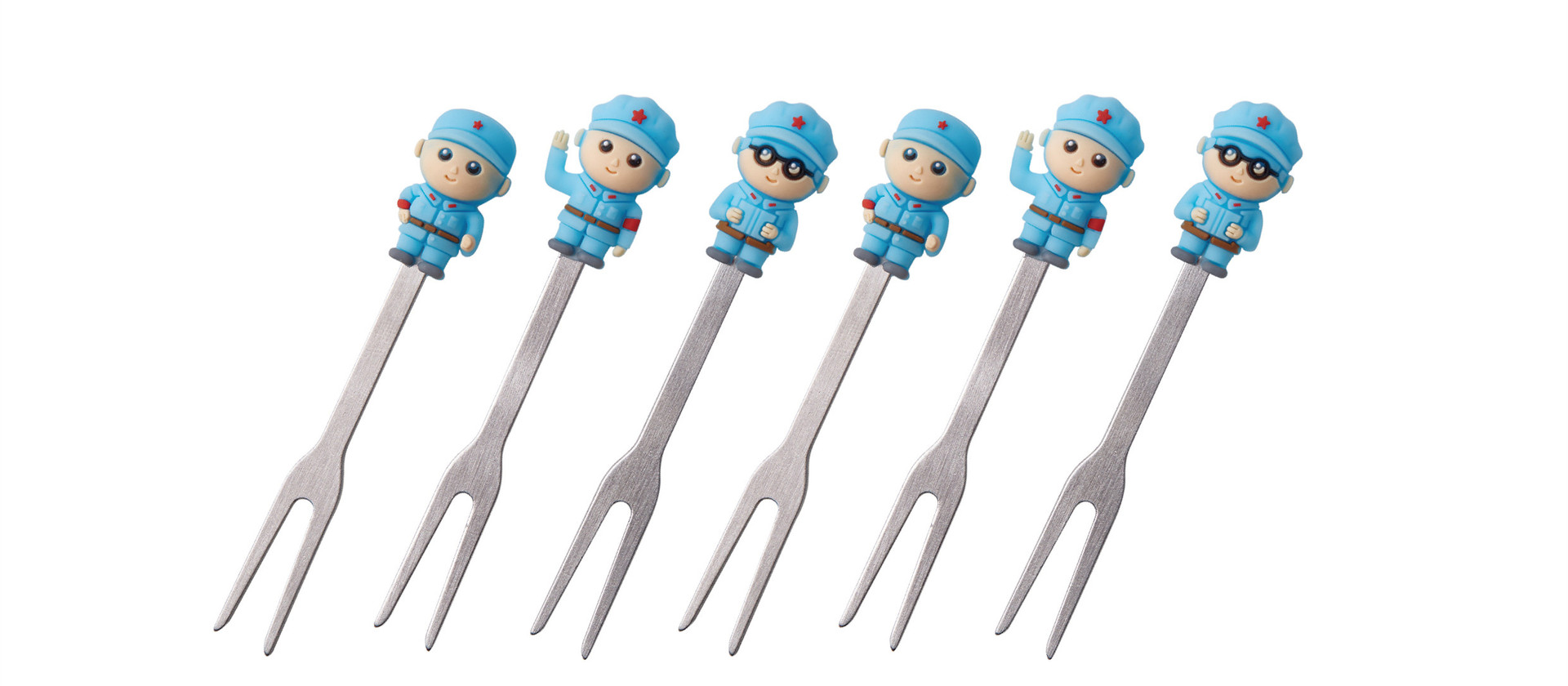Creative Cartoon Red Army Stainless Steel Fruit Fork Set 6 Assembly Base Ceramic Fruit Fork Creative Cartoon Red Army Stainless Steel Fruit Fork Set 6 Assembly Base Ceramic Fruit Fork