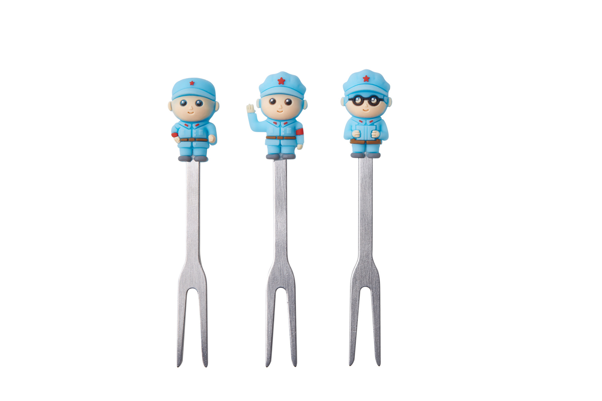 Creative Cartoon Red Army Stainless Steel Fruit Fork Set 6 Assembly Base Ceramic Fruit Fork Creative Cartoon Red Army Stainless Steel Fruit Fork Set 6 Assembly Base Ceramic Fruit Fork