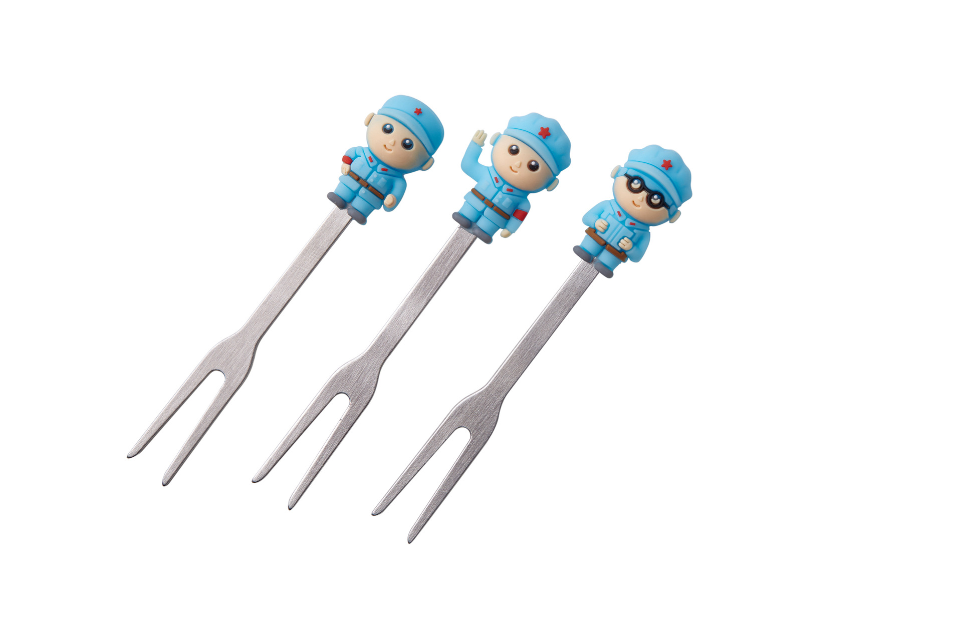 Creative Cartoon Red Army Stainless Steel Fruit Fork Set 6 Assembly Base Ceramic Fruit Fork Creative Cartoon Red Army Stainless Steel Fruit Fork Set 6 Assembly Base Ceramic Fruit Fork
