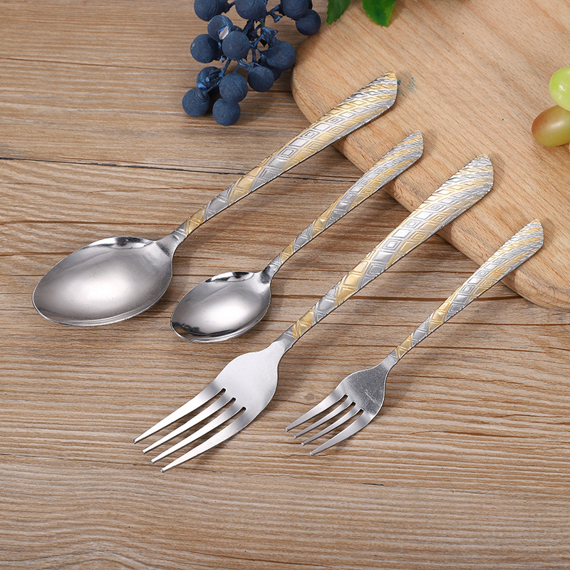 Stainless Steel Spoon Knife and Fork Tableware Full Set Hotel Western Tableware Factory Direct Sales Personalized Patterns Knife and Fork Gift Stainless Steel Spoon Knife and Fork Tableware Full Set Hotel Western Tableware Factory Direct Sales Personalized Patterns Knife and Fork Gift
