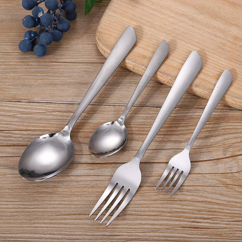Western Style Stainless Steel Fork Spoon Canteen Tip round Spoon Hotel Western Food Spoon Fork Factory Direct Sales