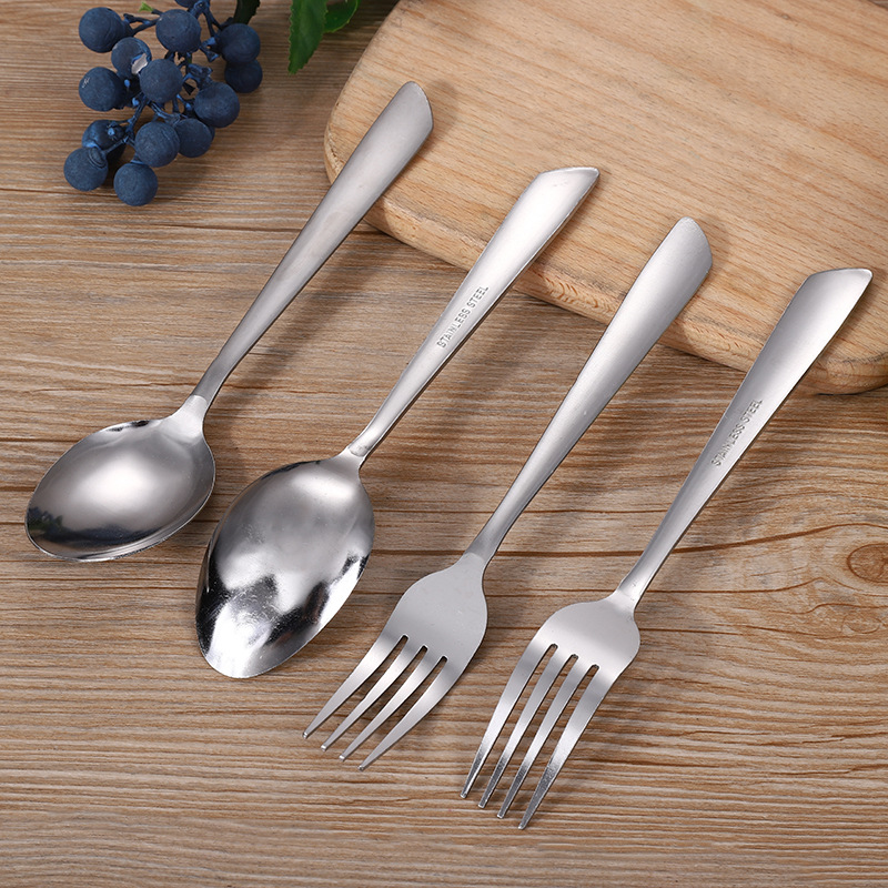 Western Style Stainless Steel Fork Spoon Canteen Tip round Spoon Hotel Western Food Spoon Fork Factory Direct Sales