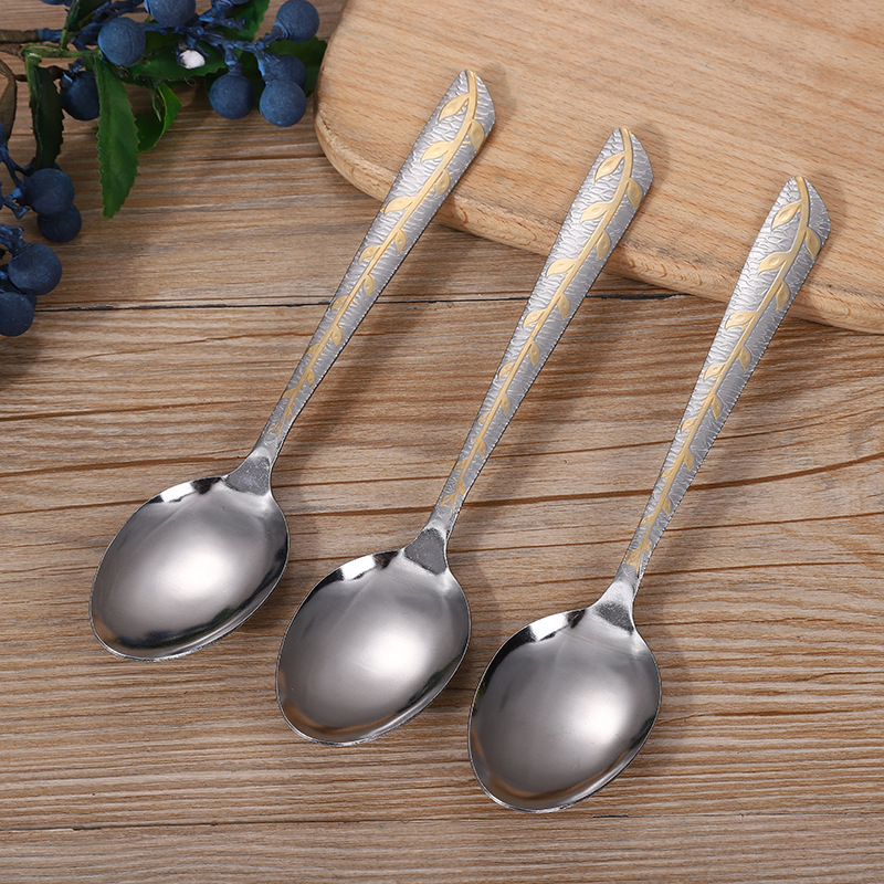 Practical Ideas Spoon Knife and Fork Student Portable Set Western Food Meal Spoon Stainless Steel Stirring Dessert