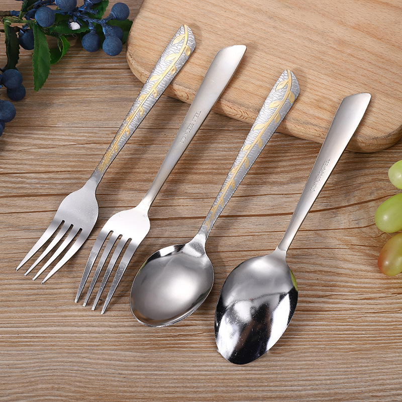 Practical Ideas Spoon Knife and Fork Student Portable Set Western Food Meal Spoon Stainless Steel Stirring Dessert