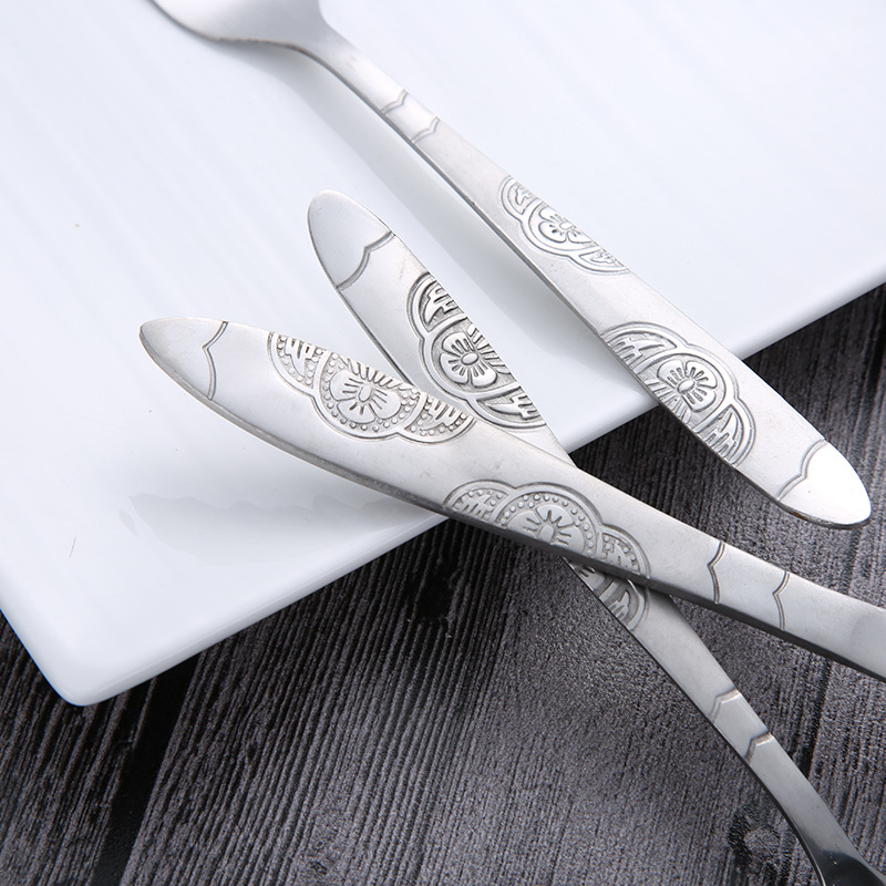 Western tableware stainless steel polished Western creative European steak knife fork spoon set of four tableware