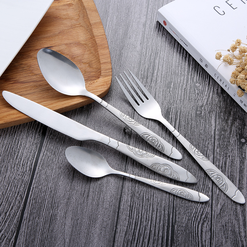 Western tableware stainless steel polished Western creative European steak knife fork spoon set of four tableware
