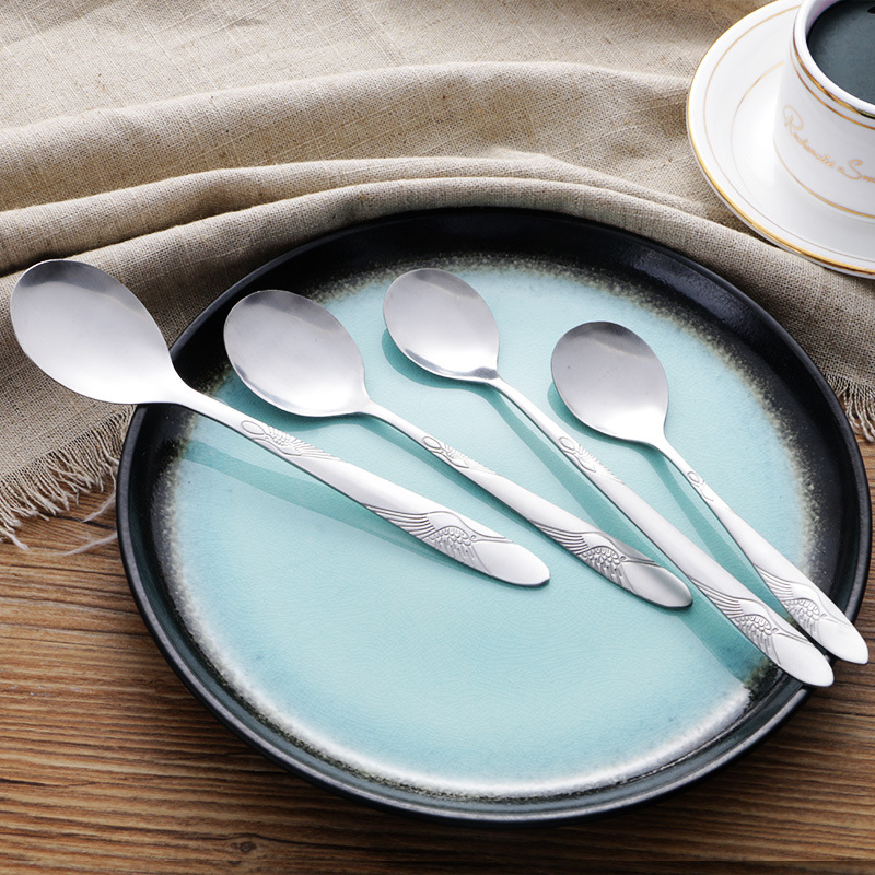 Stainless steel tableware, knife, fork and spoon, Western steak knife retro Crane carved European tableware family