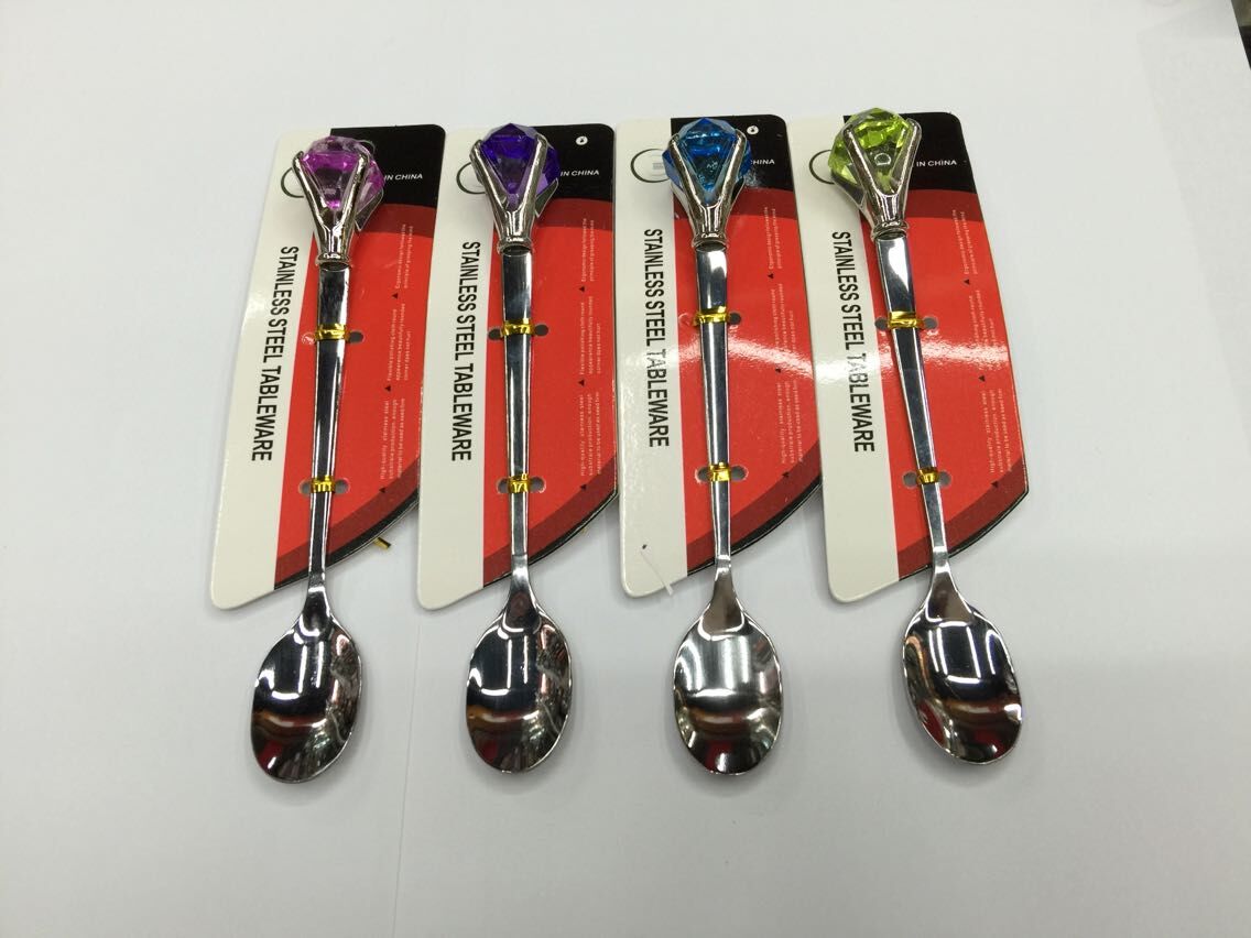 Diamond Fork Spoon set creative cute fruit fork individual Dessert spoon spoon a fork plastic tableware