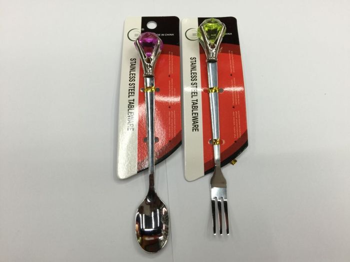Diamond Fork Spoon set creative cute fruit fork individual Dessert spoon spoon a fork plastic tableware Diamond Fork Spoon set creative cute fruit fork individual Dessert spoon spoon a fork plastic tableware