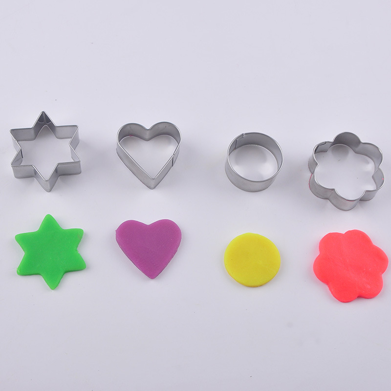 Factory Direct Supply Stainless Steel 12-Piece Biscuit Mold round Five-Pointed Star Love Mold Cake Baking Utensils