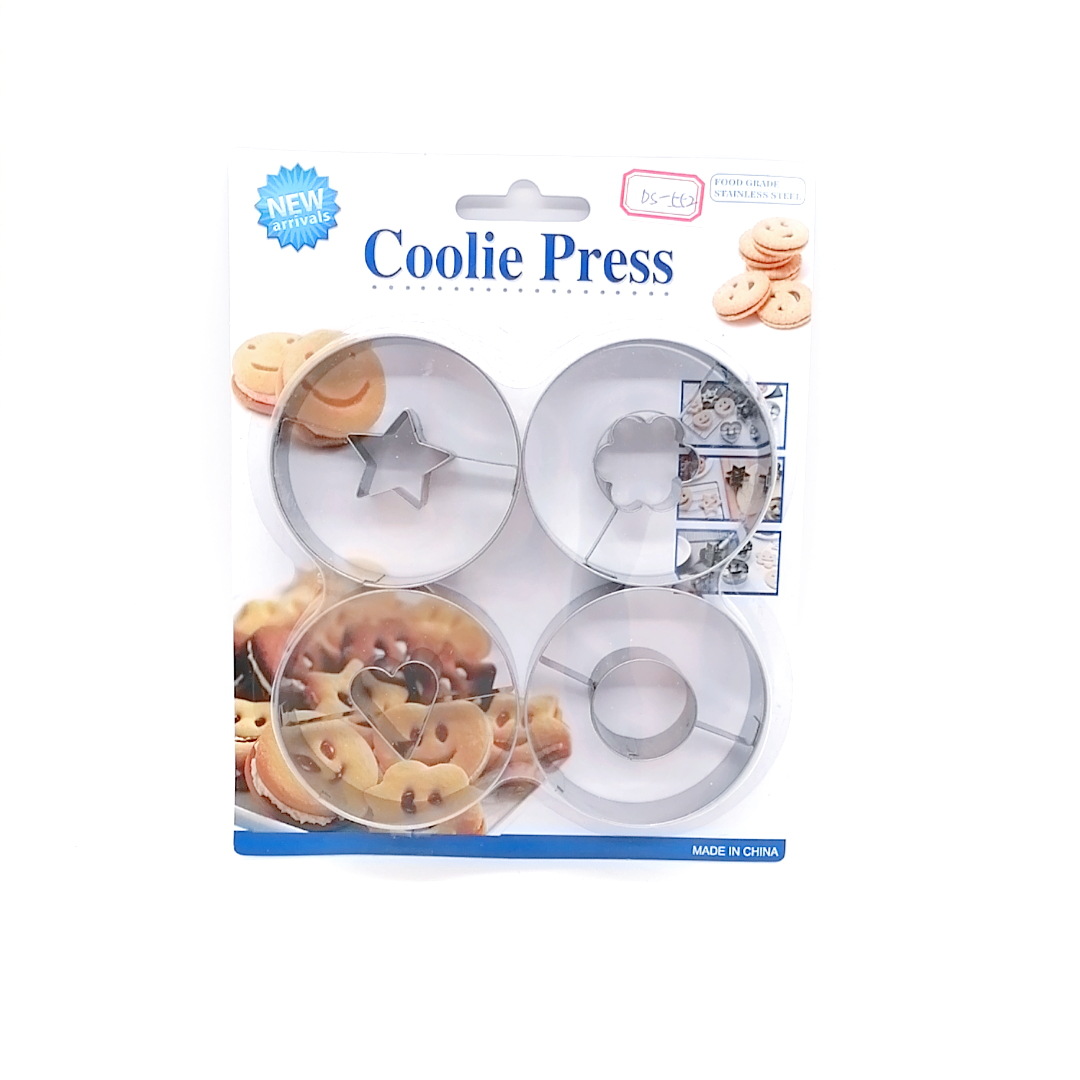 4-Piece Stainless Steel Smiley Face Biscuit Mold Facial Expression Bag Cutting Tool Creative Smiley Face Biscuit Mold