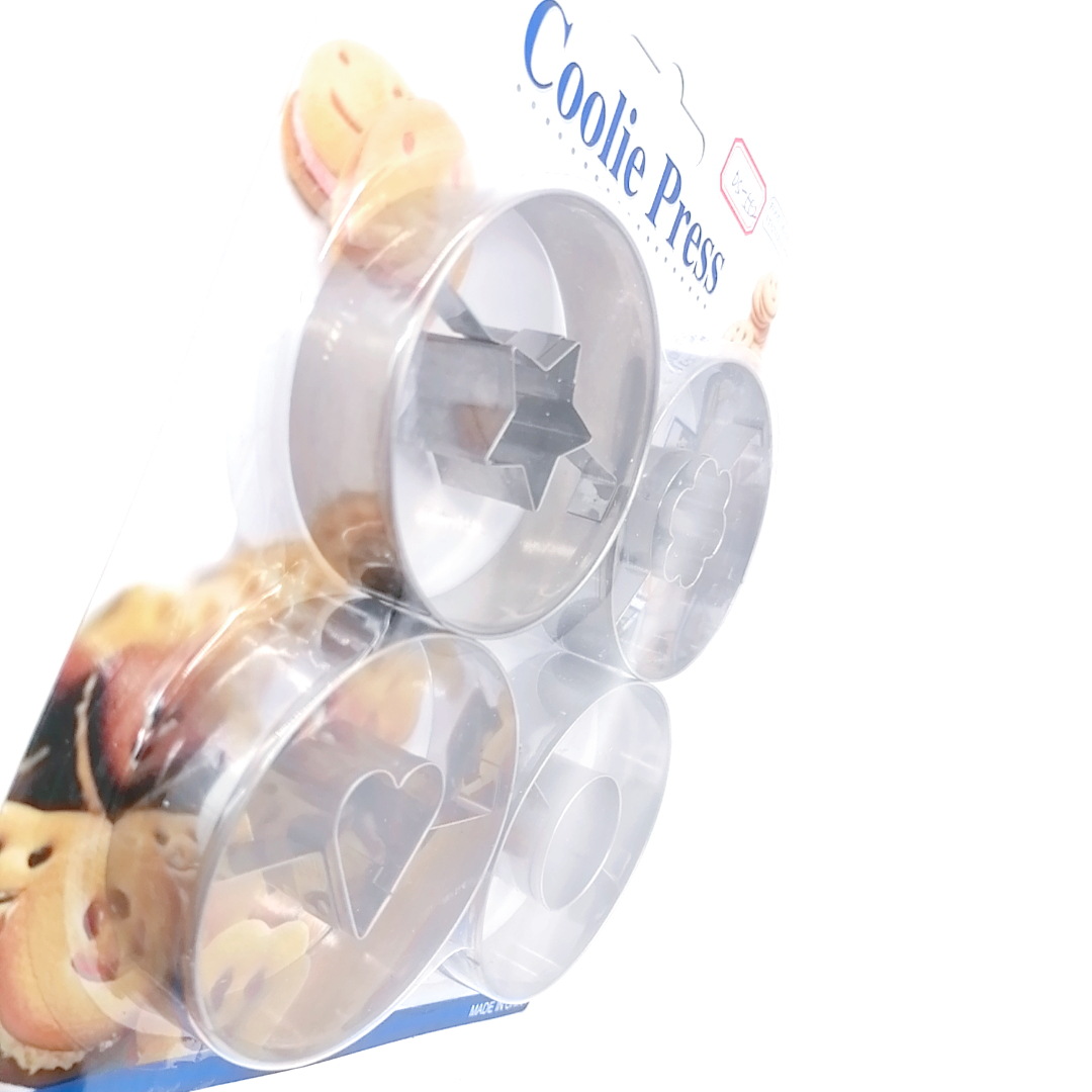4-Piece Stainless Steel Smiley Face Biscuit Mold Facial Expression Bag Cutting Tool Creative Smiley Face Biscuit Mold
