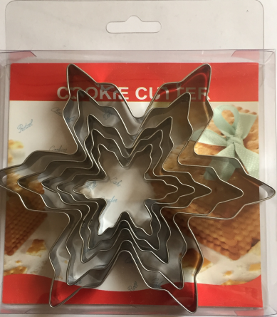 Stock Christmas Snowflake 5-Piece Set Stainless Steel Fondant Biscuit Mold DIY Baking Cake Print Biscuit Mold