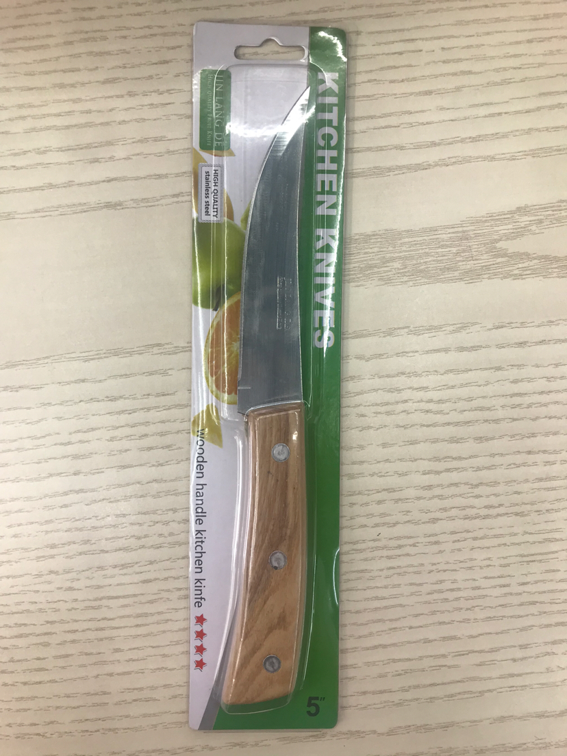 5 \\\&#034; Wooden Handle Three Nails Fruit Knife Kitchen Knife single clip packaging Quality