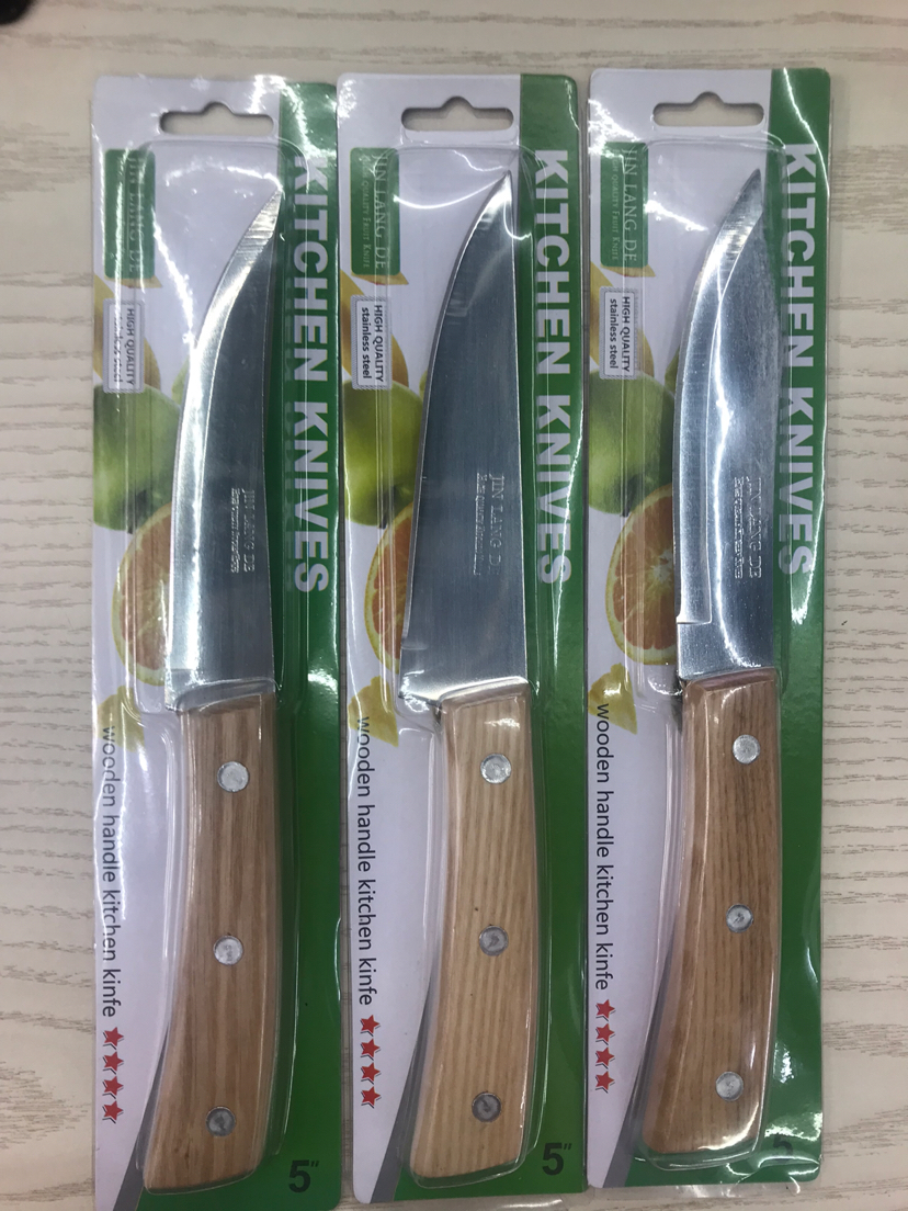 5 \\\" Wooden Handle Three Nails Fruit Knife Kitchen Knife single clip packaging Quality 5 \\\" Wooden Handle Three Nails Fruit Knife Kitchen Knife single clip packaging Quality