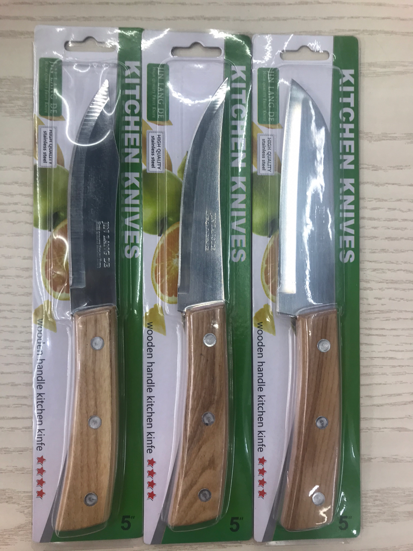 5 \\\" Wooden Handle Three Nails Fruit Knife Kitchen Knife single clip packaging Quality 5 \\\" Wooden Handle Three Nails Fruit Knife Kitchen Knife single clip packaging Quality