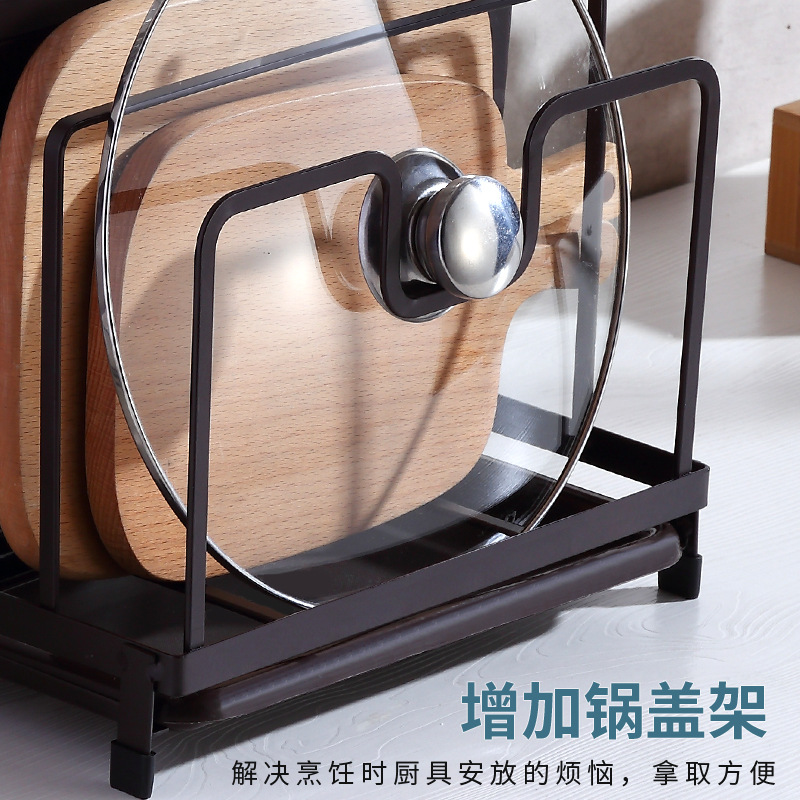 Kitchen Supplies White Table Knife Rack Chopping Board Pot Lid Chopsticks Integrated Storage Rack Iron Knife Draining Storage Rack