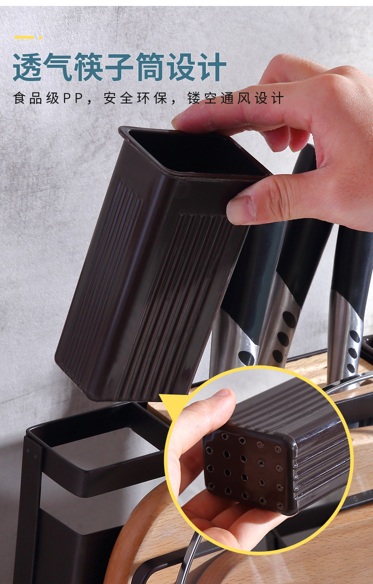 Kitchen Supplies White Table Knife Rack Chopping Board Pot Lid Chopsticks Integrated Storage Rack Iron Knife Draining Storage Rack