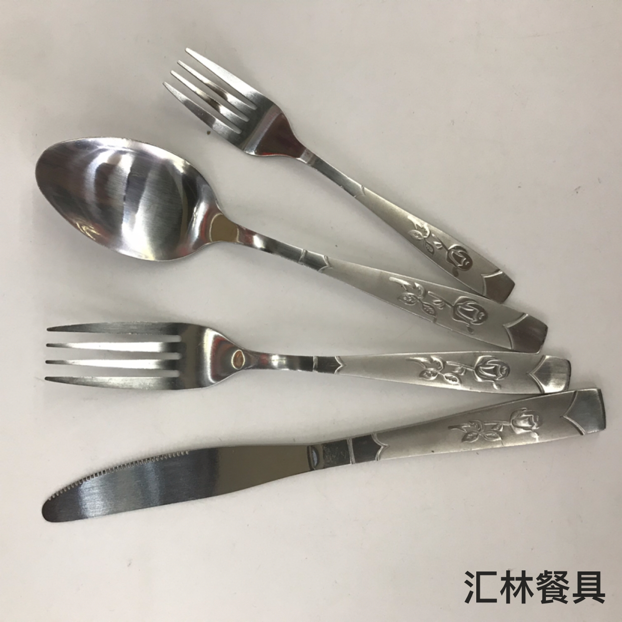 410 Stainless Steel Material Western Tableware Square Toe Sand Blasting Series K Table Knife Spork Tea Spork