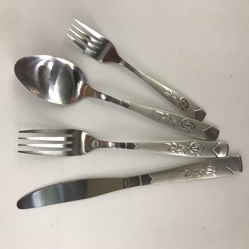 410 Stainless Steel Material Western Tableware Square Toe Sand Blasting Series K Table Knife Spork Tea Spork