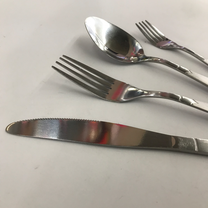410 Stainless Steel Material Western Tableware Square Toe Sand Blasting Series K Table Knife Spork Tea Spork