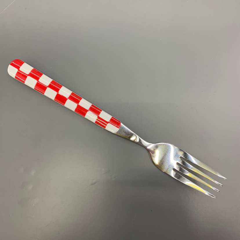 Kitchen Supplies Plaid Handle Stainless Steel Tableware Large Spoon Large Fork Small Spoon Small Fork Table Knife Etc.