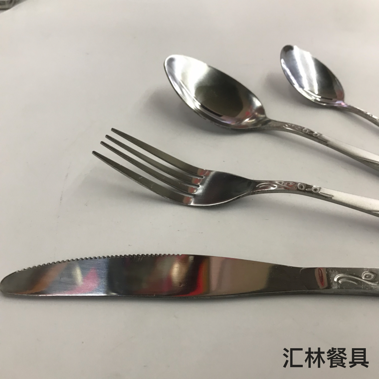 410 Stainless Steel Material Western Tableware Square Toe Sand Blasting Series N Table Knife Spork Tea Spork