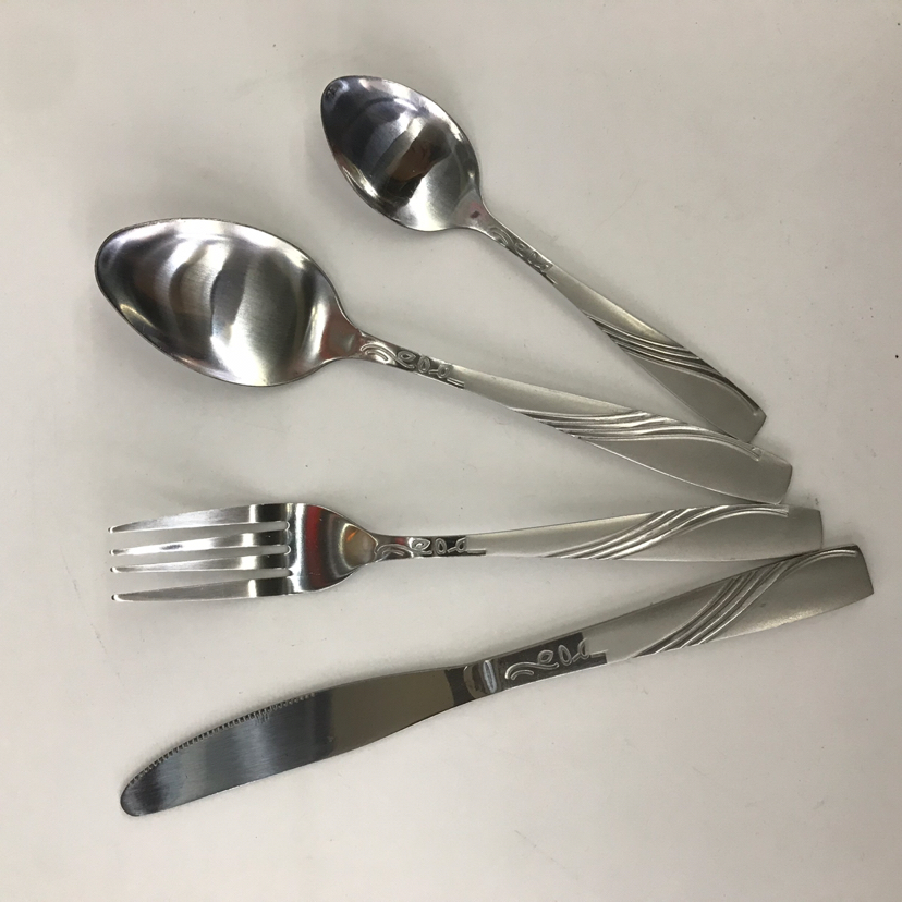 410 Stainless Steel Material Western Tableware Square Toe Sand Blasting Series N Table Knife Spork Tea Spork 410 Stainless Steel Material Western Tableware Square Toe Sand Blasting Series N Table Knife Spork Tea Spork