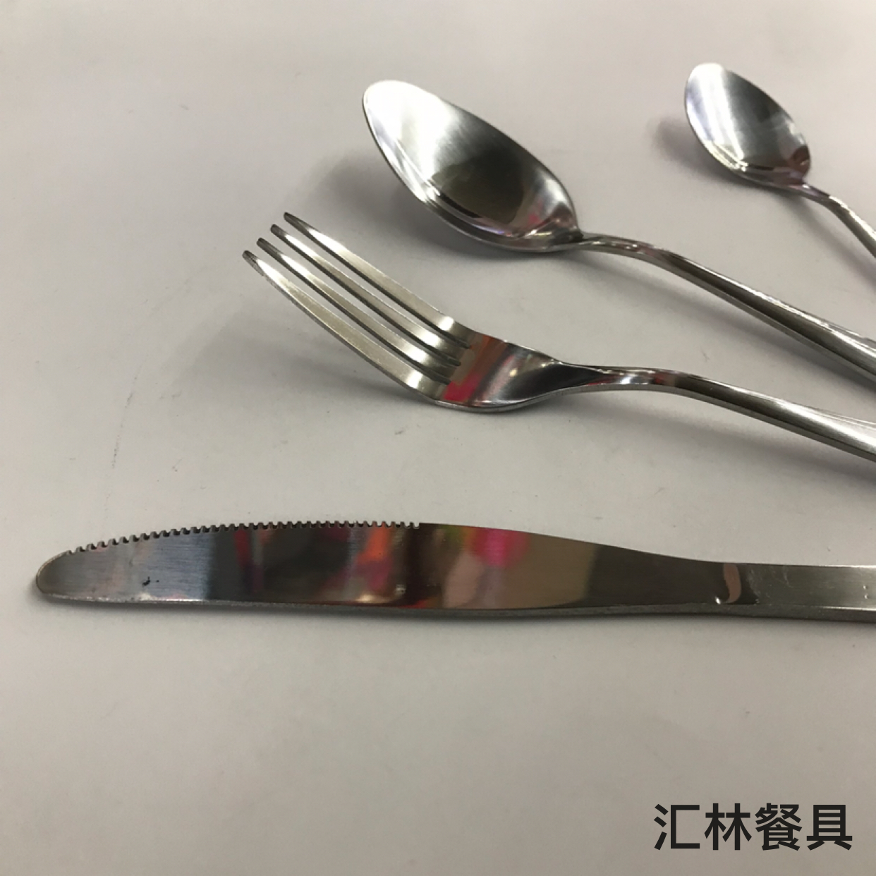 410 Stainless Steel Material Western Tableware Square Toe Sand Blasting Series M Table Knife Spork Tea Spork
