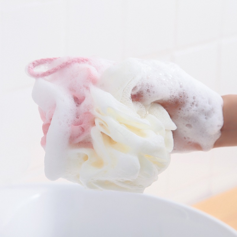 Two-Color Large Bath Ball Mesh Sponge Shower Net Ball Back Rubbing Bath Flower Color Matching Home Bath Loofah Bath Ball Shower Ball Bath Ball Wholesale