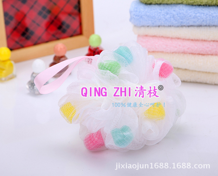 Qingzhi Brand Love Shape Sponge Bath Ball Multi-Color Mixed Batch Qingzhi Brand Love Shape Sponge Bath Ball Multi-Color Mixed Batch